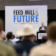 Keynote speaker addressing the audience at the 2024 Feed Mill of the Future Conference.