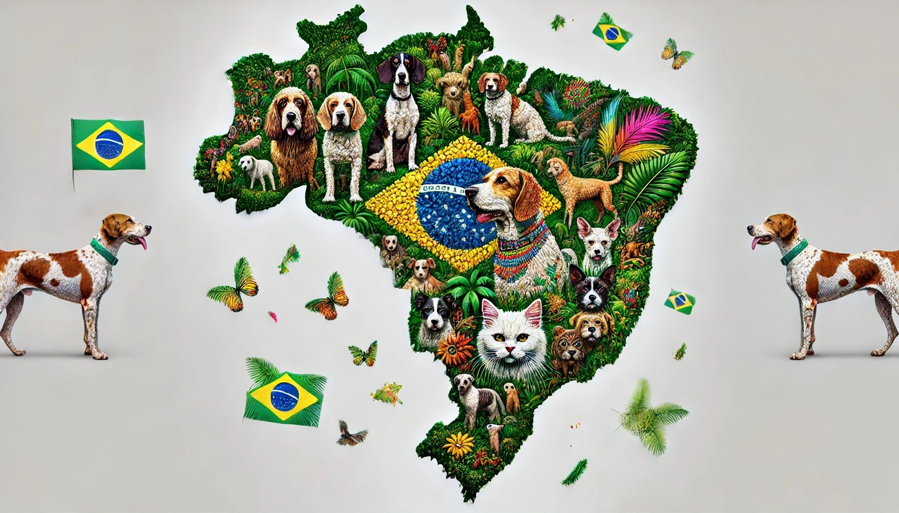 Dall&centerdot;e 2024 09 20 14 18 09 A Detailed Map Of Brazil Made From A Mosaic Of Images Of Cats The Mosaic Should Be Vibrant And Colorful, Evoking The Spirit Of Carnivale, With Elemen