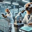 Animais antropomorfizados realizando experimentos científicos em um laboratório