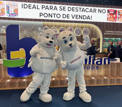 Estandes da Pet South America, como os da Brazilian Pet Foods, exibiram inovação, variedade e diversão.