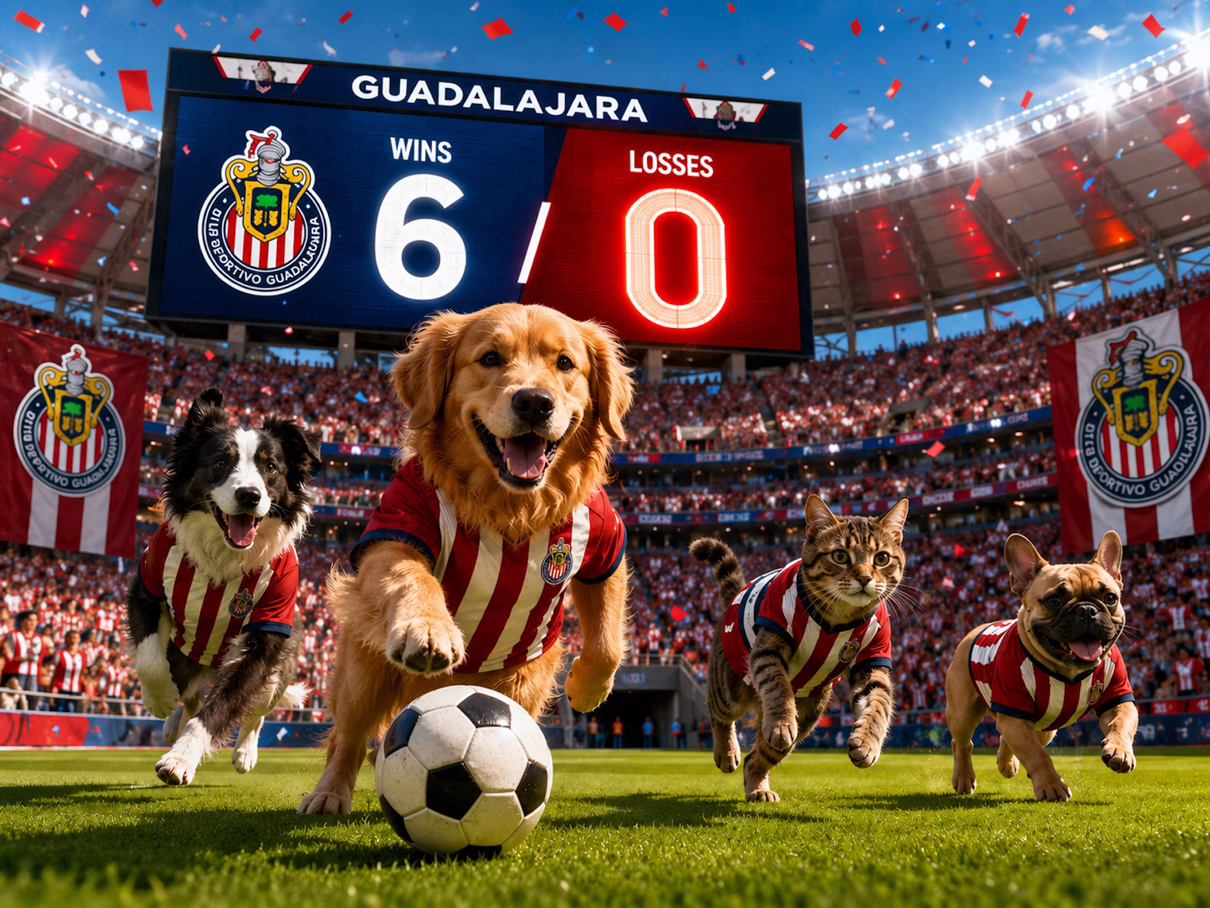 Pets Playing Soccer In The Stadium Of Guadalajara Mexico uf7 Uz4ym Li