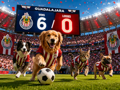 Pets Playing Soccer In The Stadium Of Guadalajara Mexico uf7 Uz4ym Li