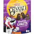 Purina Beggin' Ghoulish Ghosts dog treats package with bacon flavor, limited edition Halloween design featuring cartoon dog character