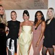 Five women in elegant attire pose together at Variety Power of Women event